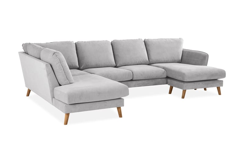 U-Sofa Colt Lyx med Divan Høyre - Lysegrå/Eik - Møbler - Sofaer - U-sofa