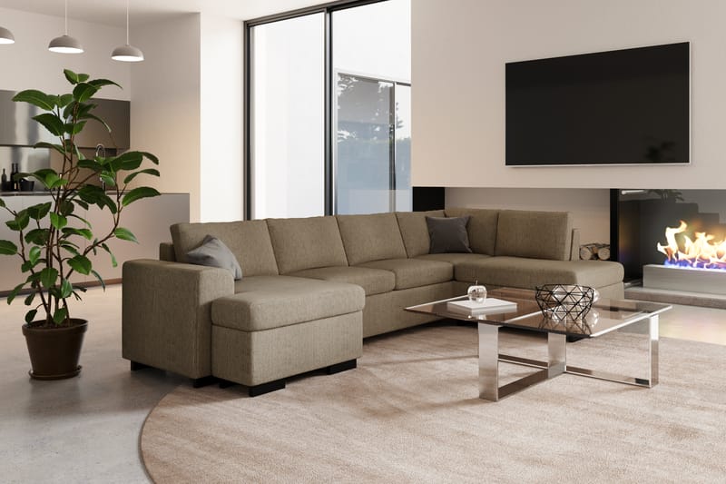 U-sofa Freemont Large med Divan Høyre - Beige - Møbler - Sofaer - U-sofa