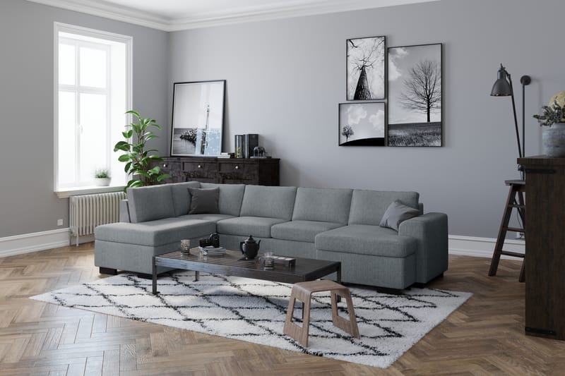 U-sofa Freemont Large med Divan Høyre - Lysgrå - Møbler - Sofaer - U-sofa