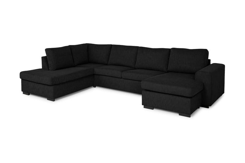 U-sofa Freemont Large med Divan Høyre - Svart - U-sofa