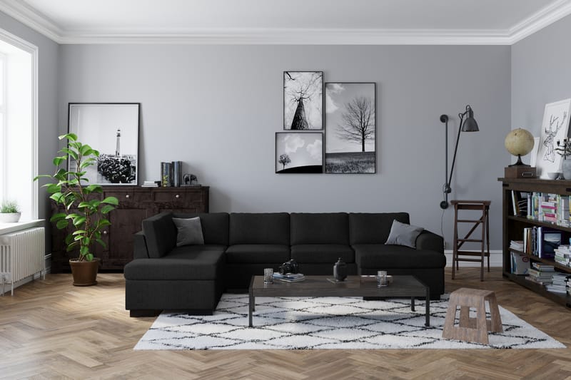 U-sofa Freemont med Divan Venstre - Svart - Møbler - Sofaer - U-sofa