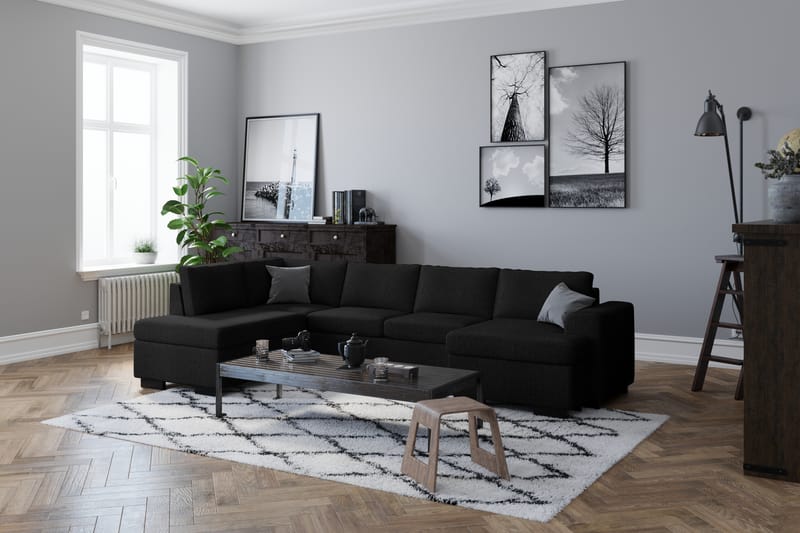 U-sofa Freemont med Divan Venstre - Svart - Møbler - Sofaer - U-sofa