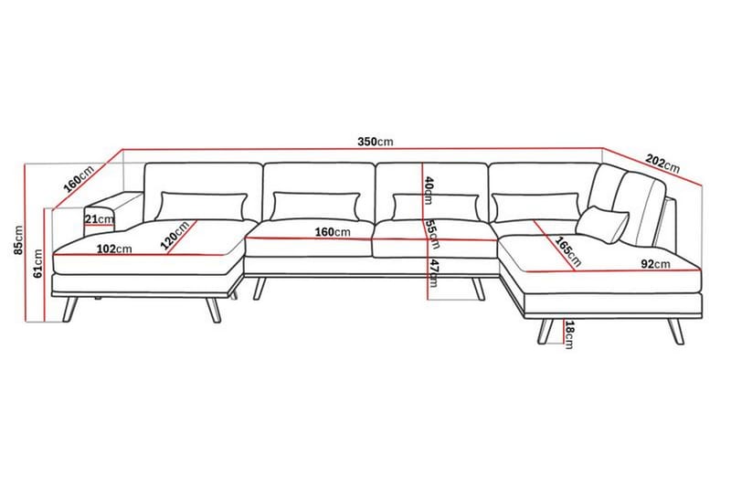 U-sofa Haga - Brun/Eik - Møbler - Sofaer - U-sofa