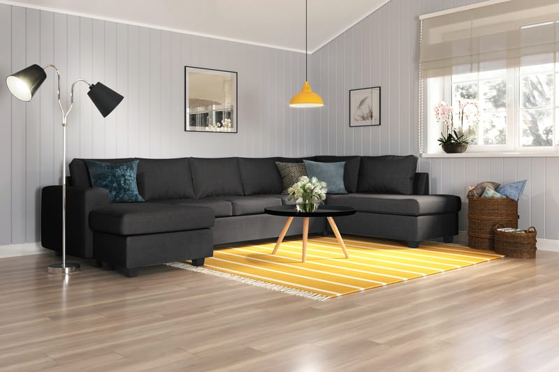 U-sofa Houston Large med Divan Venstre - Mørkgrå - Møbler - Sofaer - U-sofa