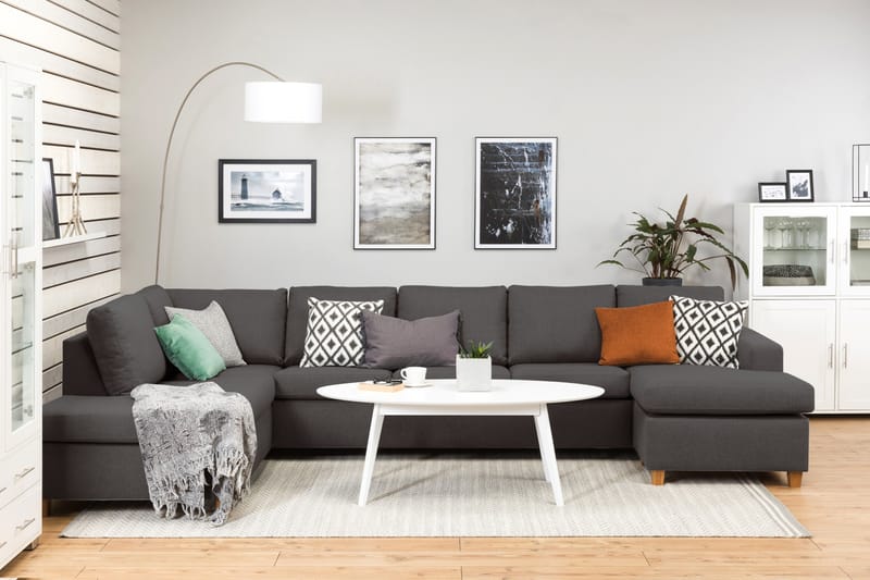 U-sofa Nevada XL Divan Høyre - Mørkgrå - Møbler - Sofaer - U-sofa