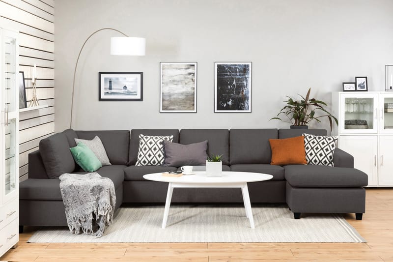 U-sofa Nevada XL Divan Høyre - Mørkgrå - Møbler - Sofaer - U-sofa