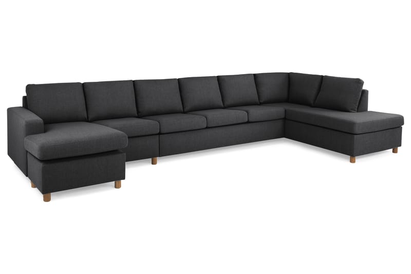 U-sofa Nevada XXL Divan Venstre - Mørkgrå - 2 seters sofa med divan - 4 seters sofa med divan - Fløyelssofaer - Skinnsofaer - 3 seters sofa med divan - U-sofa
