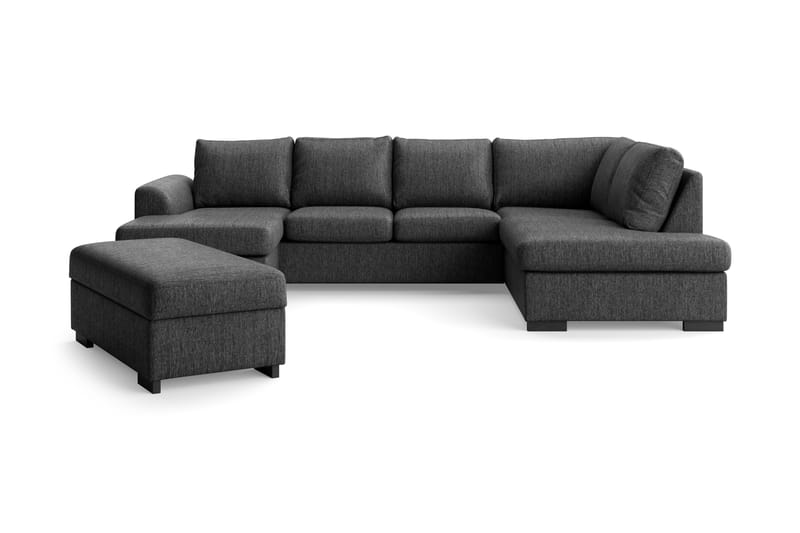 U-sofa Ohio med Divan Venstre + Fotskammel - Svartmelert - Møbler - Sofaer - U-sofa