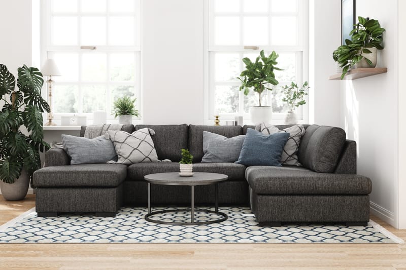 U-sofa Ohio med Divan Venstre - Svartmelerad - Møbler - Sofaer - U-sofa