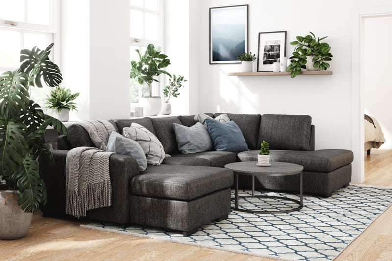 U-sofa Ohio med Divan Venstre - Svartmelerad - Møbler - Sofaer - U-sofa