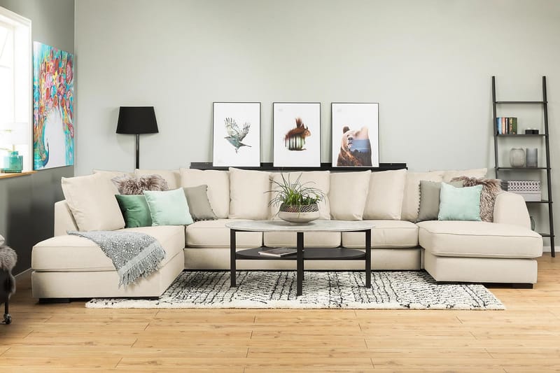 U-sofa Ontario Large med Divan Høyre inkl. Konvoluttputer - Beige - Møbler - Sofaer - U-sofa