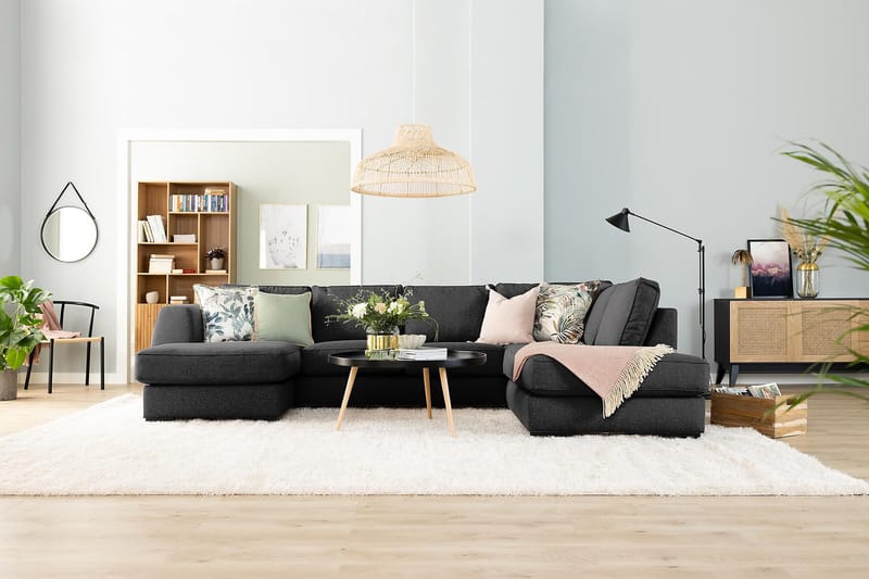 U-sofa Ontario Large med Divan Høyre - Mørkgrå - Møbler - Sofaer - U-sofa