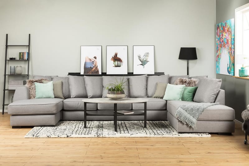 U-sofa Ontario Large med Divan Venstre inkl. Konvoluttputer - Lysgrå - Møbler - Sofaer - U-sofa