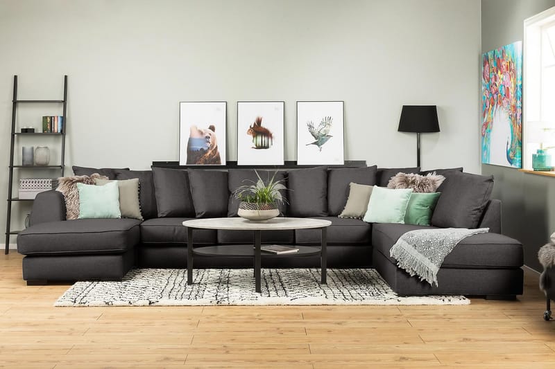 U-sofa Ontario Large med Divan Venstre inkl. Konvoluttputer - Mørkgrå - Møbler - Sofaer - U-sofa