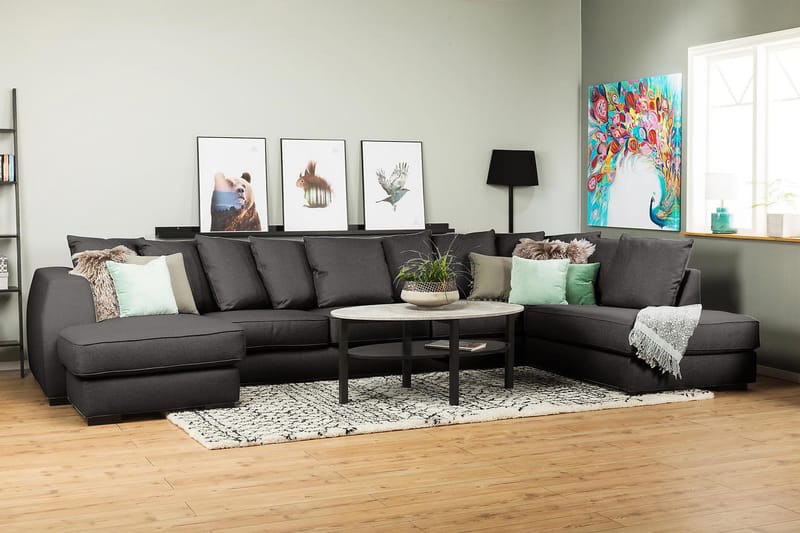 U-sofa Ontario Large med Divan Venstre inkl. Konvoluttputer - Mørkgrå - Møbler - Sofaer - U-sofa