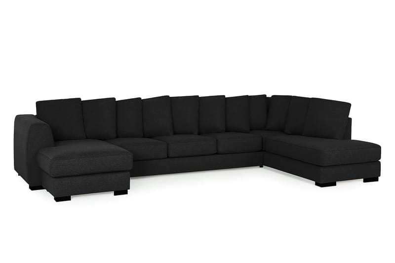 U-sofa Ontario Large med Divan Venstre inkl. Konvoluttputer - Svart - Møbler - Sofaer - U-sofa