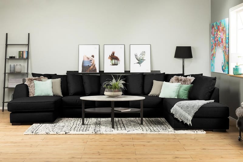 U-sofa Ontario Large med Divan Venstre inkl. Konvoluttputer - Svart - Møbler - Sofaer - U-sofa