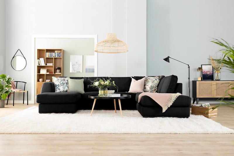 U-sofa Ontario Large med Divan Venstre - Svart - Møbler - Sofaer - U-sofa