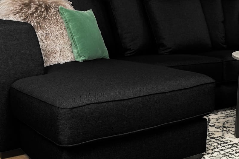 U-sofa Ontario med Divan Venstre inkl. Konvoluttputer - Svart - Møbler - Sofaer - U-sofa