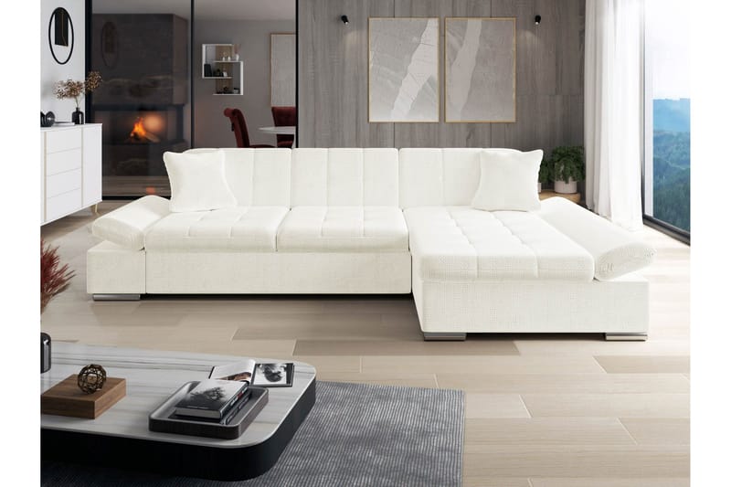 Vananda Sofa med Sjeselong 3-seter - Hvit - Møbler - Sofaer - Sofaer med sjeselong - 3 seters sofa med divan