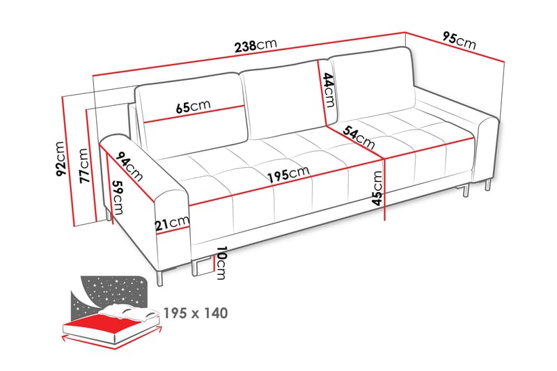 Vilshult Sofa 3-seter - Hvit - Møbler - Sofaer - 3 seter sofa