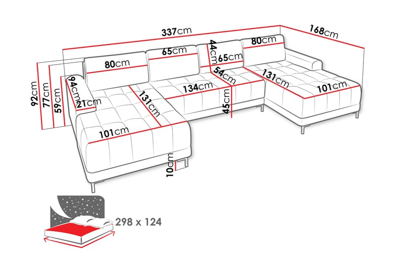 Vilshult Sofa Dobbel sjeselong 4-seter - Beige - Møbler - Sofaer - U-sofa