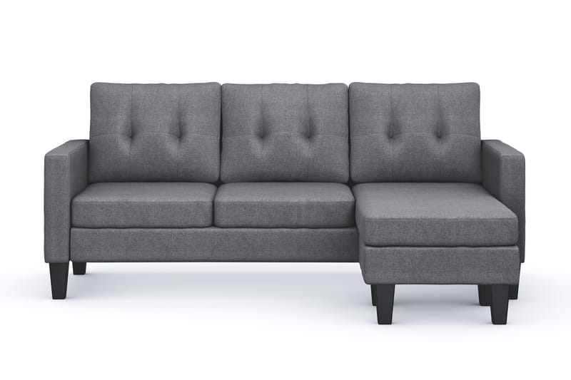 Vislanda 3-seters Sofa med Sjeselong - Grå - Møbler - Sofaer - Sofaer med sjeselong - 3 seters sofa med divan