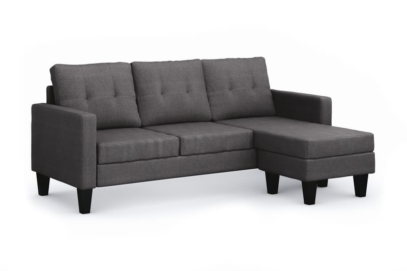 Vislanda 3-seters Sofa med Sjeselong - Grå - Møbler - Sofaer - Sofaer med sjeselong - 3 seters sofa med divan