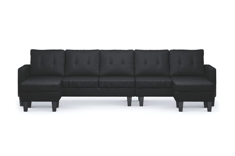 Vislanda 5-seters Sofa med Dobbel Sjeselong - Svart - Møbler - Sofaer - U-sofa