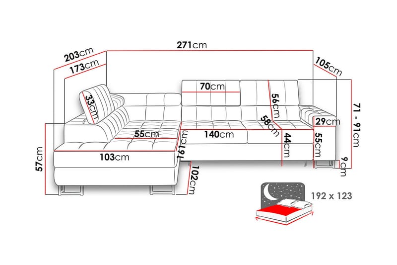 Warwick Sofa med Sjeselong 3-seter - Brun - Møbler - Sofaer - Sofaer med sjeselong - 3 seters sofa med divan