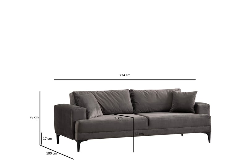 Winskill Sofa 3-seter - Antrasitt - Møbler - Sofaer - 3 seter sofa