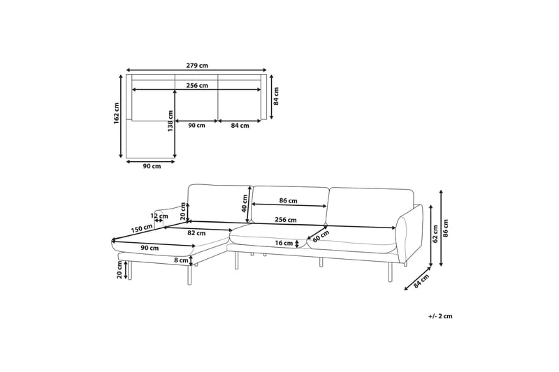 Woodal Hjørnesofa 4-seter - Beige/Svart - Møbler - Sofaer - Hjørnesofaer