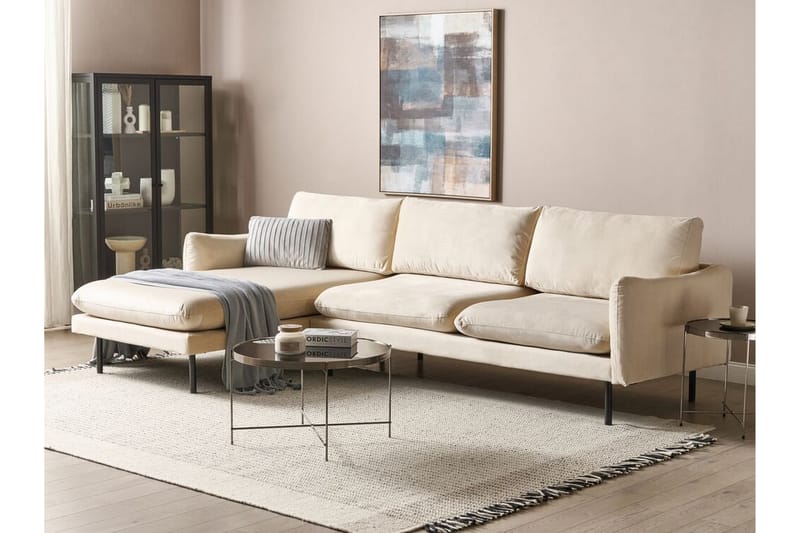 Woodal Hjørnesofa 4-seter - Beige/Svart - Møbler - Sofaer - Hjørnesofaer