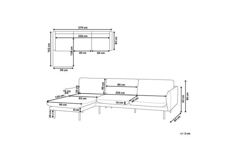 Woodal Hjørnesofa 4-seter - Grå/Svart - Møbler - Sofaer - Hjørnesofaer