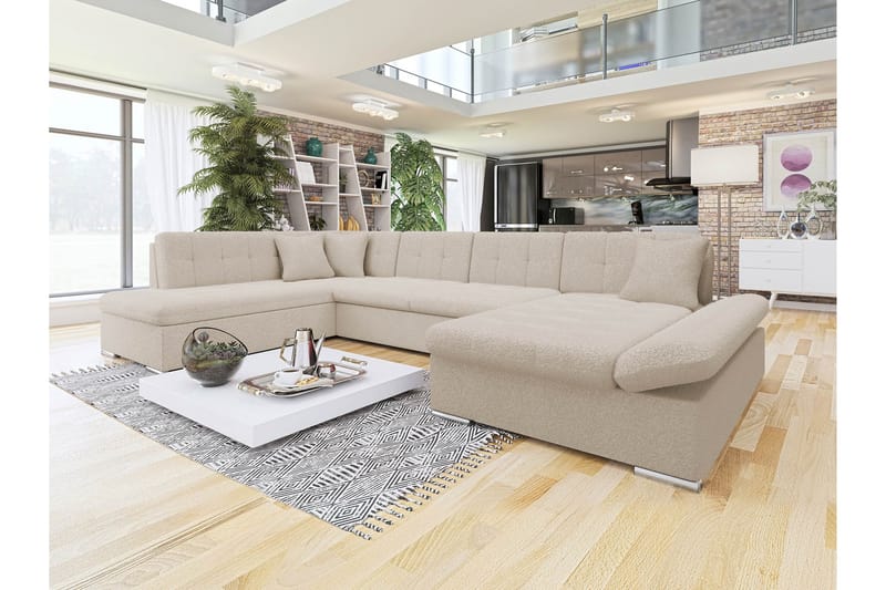 Zumar Sofa med Sjeselong og Divan 4-seter - Beige - Møbler - Sofaer - Sofaer med sjeselong - 4 seters sofa med divan