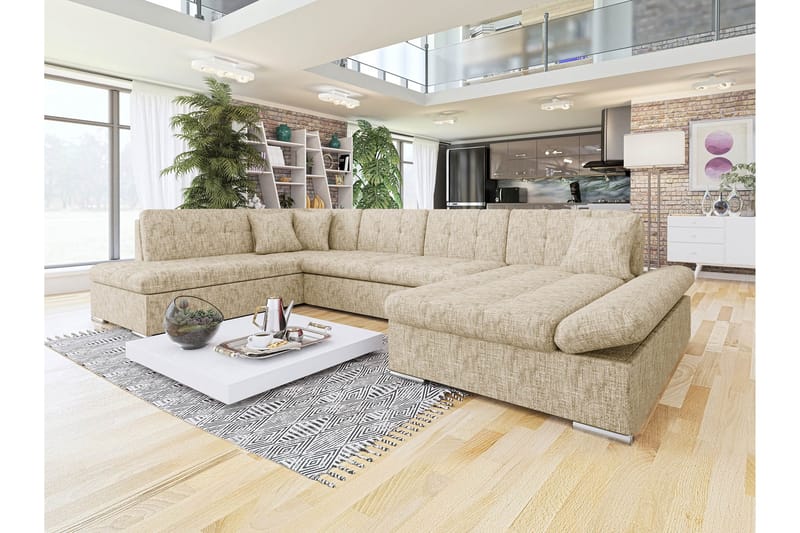 Zumar Sofa med Sjeselong og Divan 4-seter - Beige - Møbler - Sofaer - Sofaer med sjeselong - 4 seters sofa med divan