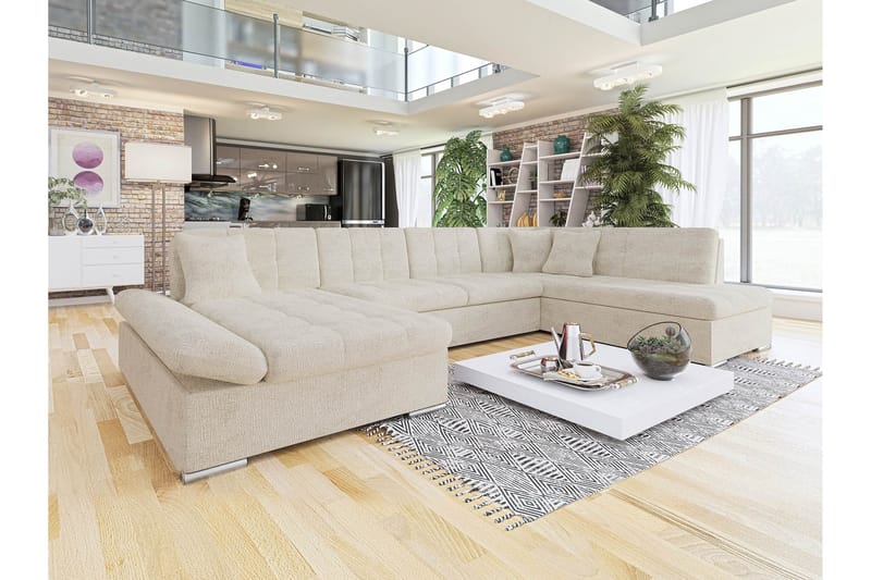 Zumar Sofa med Sjeselong og Divan 4-seter - Beige - Møbler - Sofaer - Sofaer med sjeselong - 4 seters sofa med divan