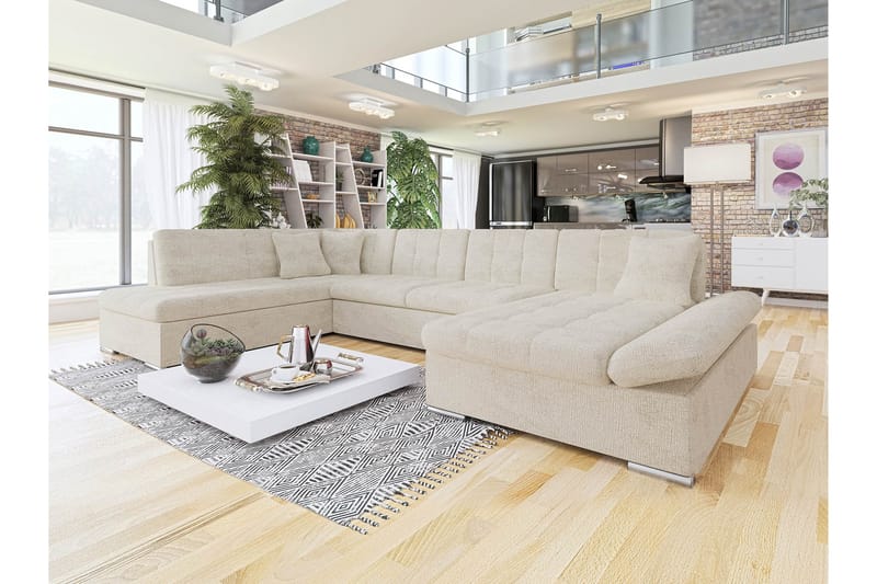 Zumar Sofa med Sjeselong og Divan 4-seter - Beige - Møbler - Sofaer - Sofaer med sjeselong - 4 seters sofa med divan