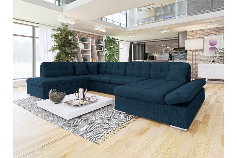 Zumar Sofa med Sjeselong og Divan 4-seter - Blå - Møbler - Sofaer - Sofaer med sjeselong - 4 seters sofa med divan