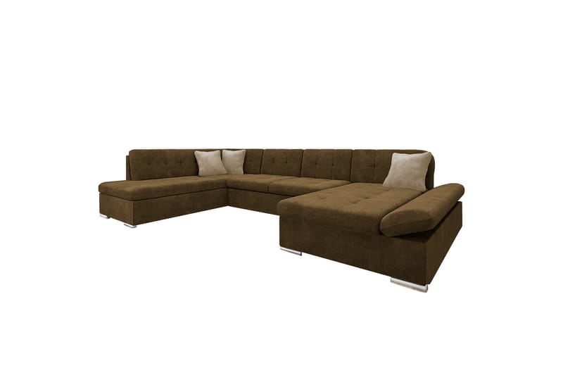 Zumar Sofa med Sjeselong og Divan 4-seter - Brun/Beige - Møbler - Sofaer - Sofaer med sjeselong - 4 seters sofa med divan