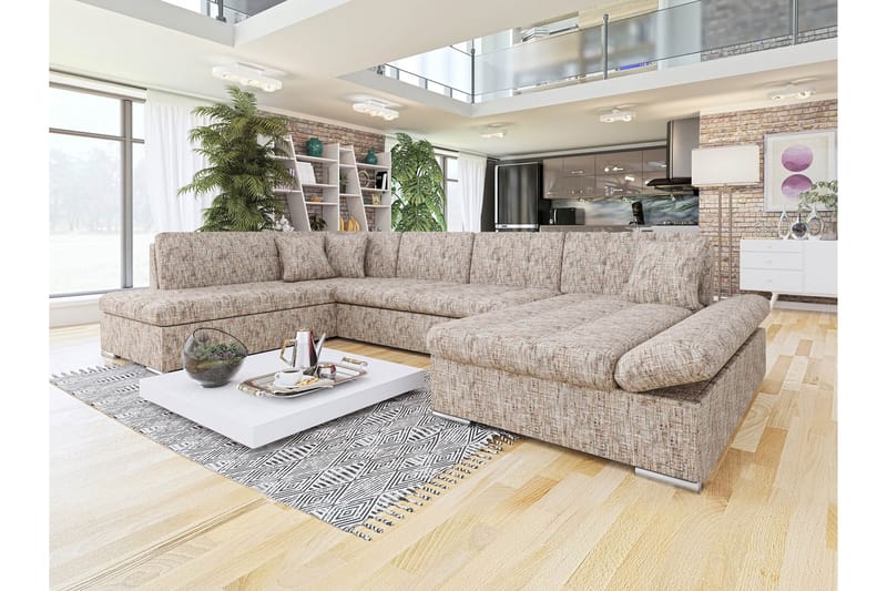 Zumar Sofa med Sjeselong og Divan 4-seter - Flerfarget/Beige - Møbler - Sofaer - Sofaer med sjeselong - 4 seters sofa med divan