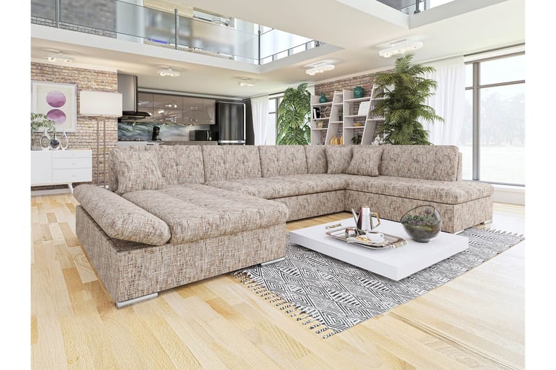 Zumar Sofa med Sjeselong og Divan 4-seter - Flerfarget/Beige - Møbler - Sofaer - Sofaer med sjeselong - 4 seters sofa med divan