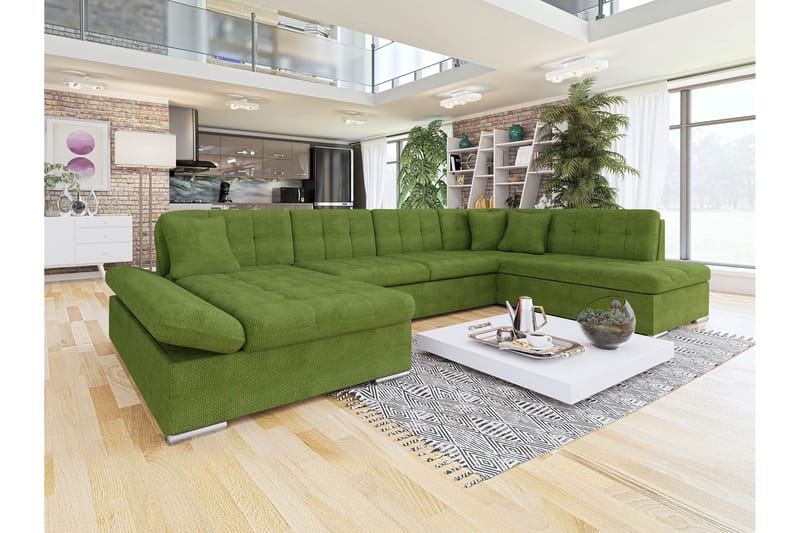 Zumar Sofa med Sjeselong og Divan 4-seter - Grønn - Møbler - Sofaer - Sofaer med sjeselong - 4 seters sofa med divan