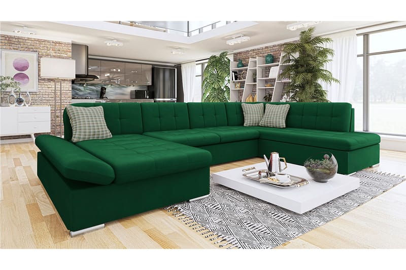 Zumar Sofa med Sjeselong og Divan 4-seter - Grønn - Møbler - Sofaer - Sofaer med sjeselong - 4 seters sofa med divan