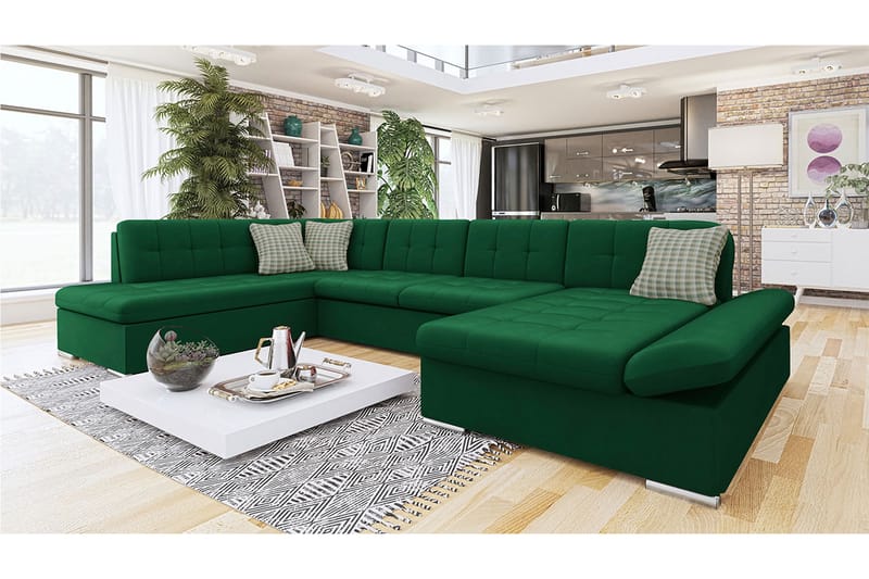 Zumar Sofa med Sjeselong og Divan 4-seter - Grønn - Møbler - Sofaer - Sofaer med sjeselong - 4 seters sofa med divan