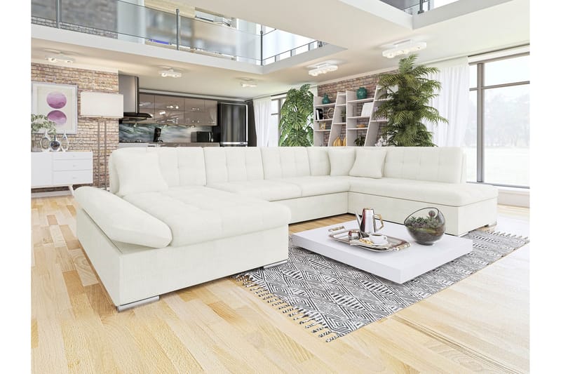 Zumar Sofa med Sjeselong og Divan 4-seter - Hvit - Møbler - Sofaer - Sofaer med sjeselong - 4 seters sofa med divan