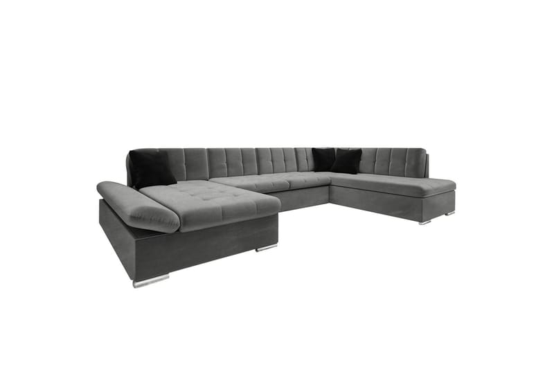 Zumar Sofa med Sjeselong og Divan 4-seter - Mørk grå/Svart - Møbler - Sofaer - Sofaer med sjeselong - 4 seters sofa med divan