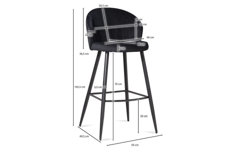 Babby Barstol 103 cm - Antrasitt - Møbler - Stoler - Barstol