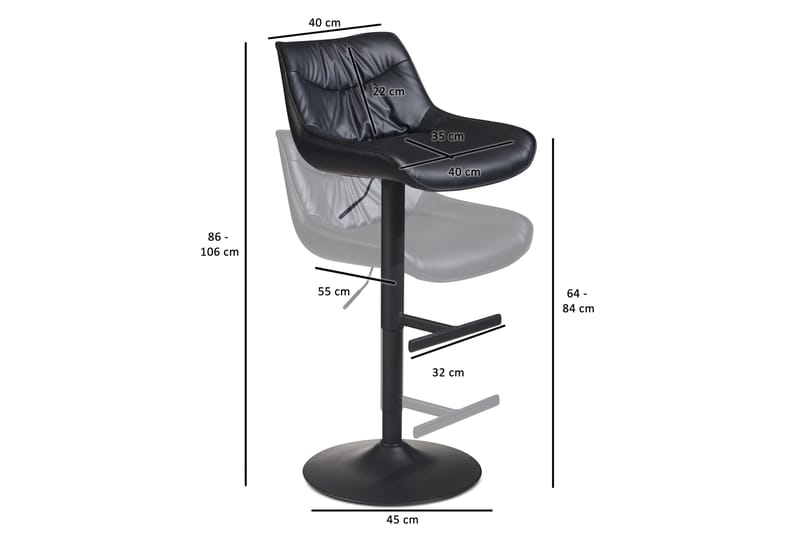 Bacchi Barstol 106 cm - Antrasitt - Møbler - Stoler - Barstol