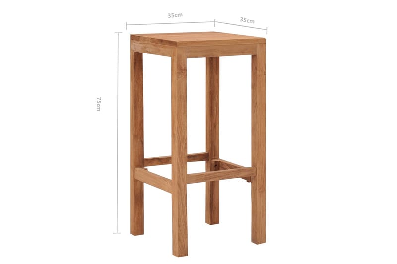 Barkrakker 2 stk heltre teak - Brun - Møbler - Stoler - Barstol